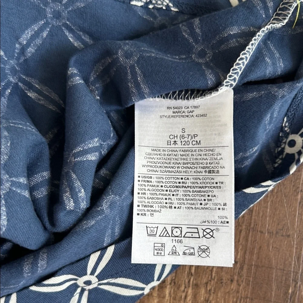 GAP Navy and White Kids Dress with Yellow Trim